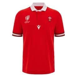 MACRON Wales Mens Rugby World Cup 2023 Classic Home Shirt -Short Sleeve