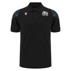 MACRON Scotland Mens Travel Poly Polo Shirt - Black 2024