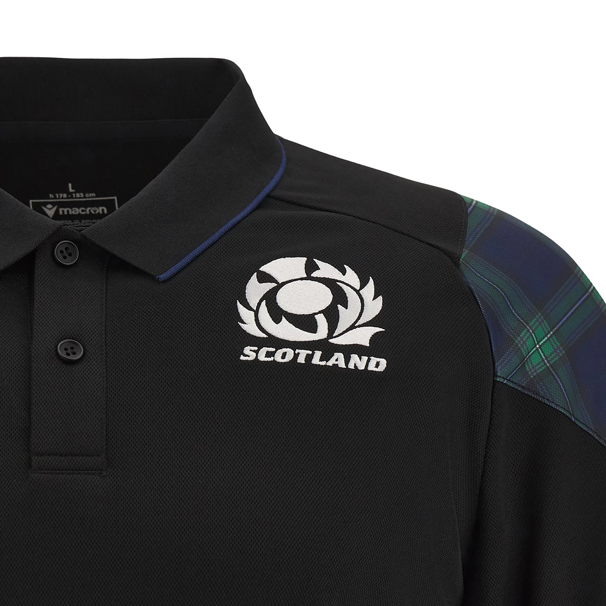 MACRON Scotland Mens Travel Poly Polo Shirt - Black 2024 5 MACRON Scotland Mens Travel Poly Polo Shirt - Black 2024 - Image 3