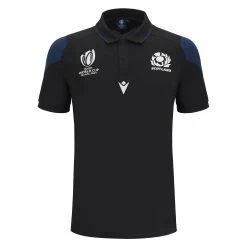 MACRON Scotland Mens Rugby World Cup 2023 Travel Polo - Black