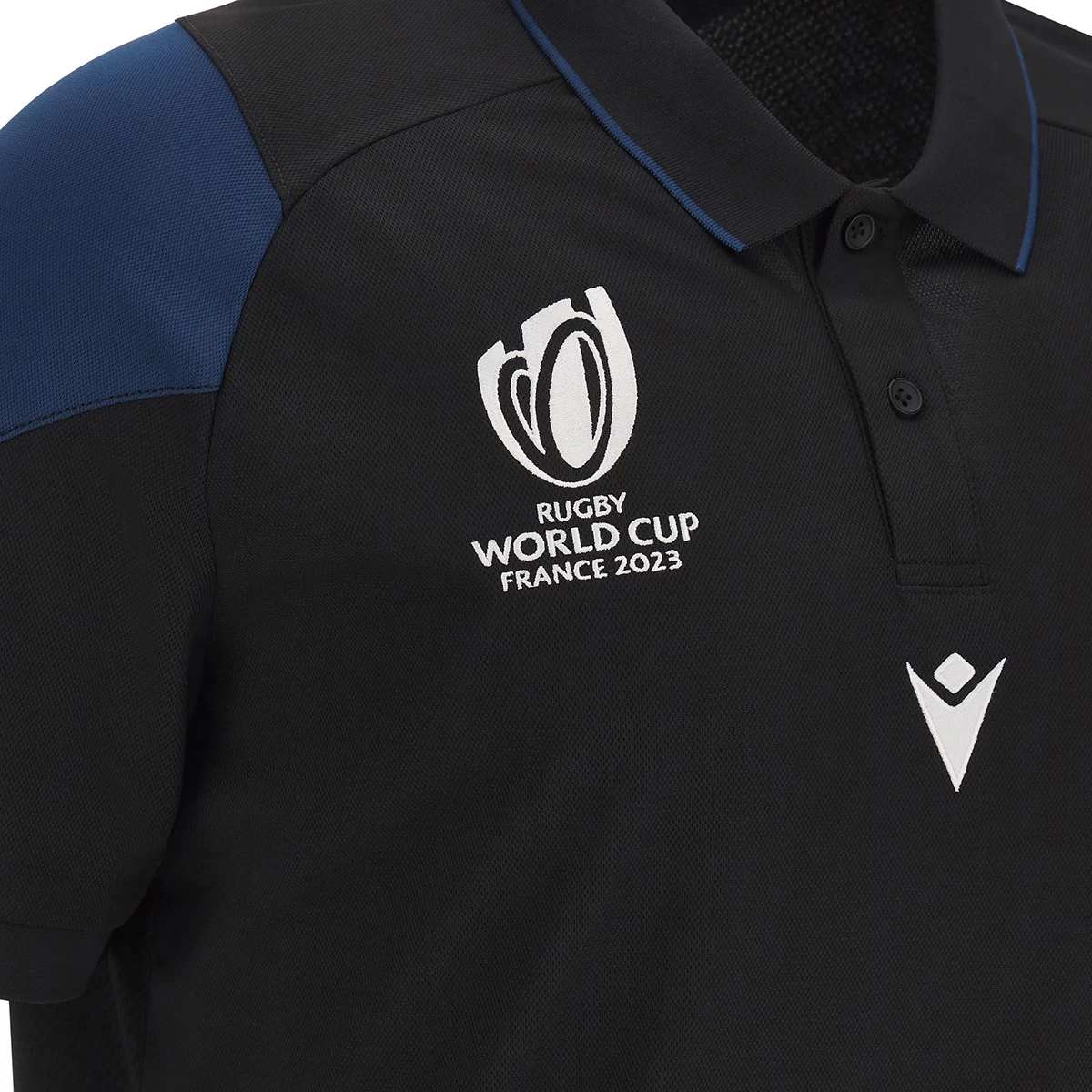 MACRON Scotland Mens Rugby World Cup 2023 Travel Polo - Black 6 MACRON Scotland Mens Rugby World Cup 2023 Travel Polo - Black - Image 4