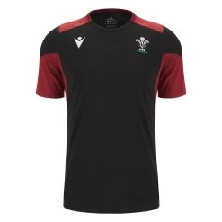 MACRON Wales Mens Training Gym T-Shirt - Black 2024