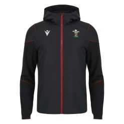 MACRON Wales Mens Travel Full Zip Hoodie - Black 2024