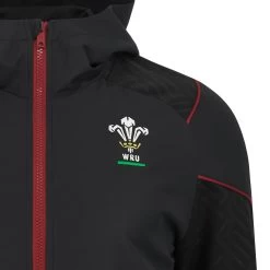 MACRON Wales Mens Travel Full Zip Hoodie - Black 2024 -Rugby Apparel 58575203 03