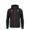 MACRON Wales Kids Travel Full Zip Hoodie - Black 2024 -Rugby Apparel 58575204