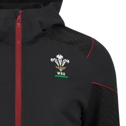 MACRON Wales Kids Travel Full Zip Hoodie - Black 2024 -Rugby Apparel 58575204 03