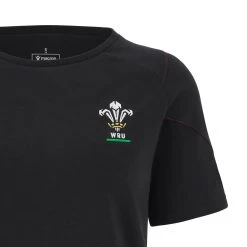 MACRON Wales Womens Cotton T-Shirt - Black 2024 -Rugby Apparel 58575216 03
