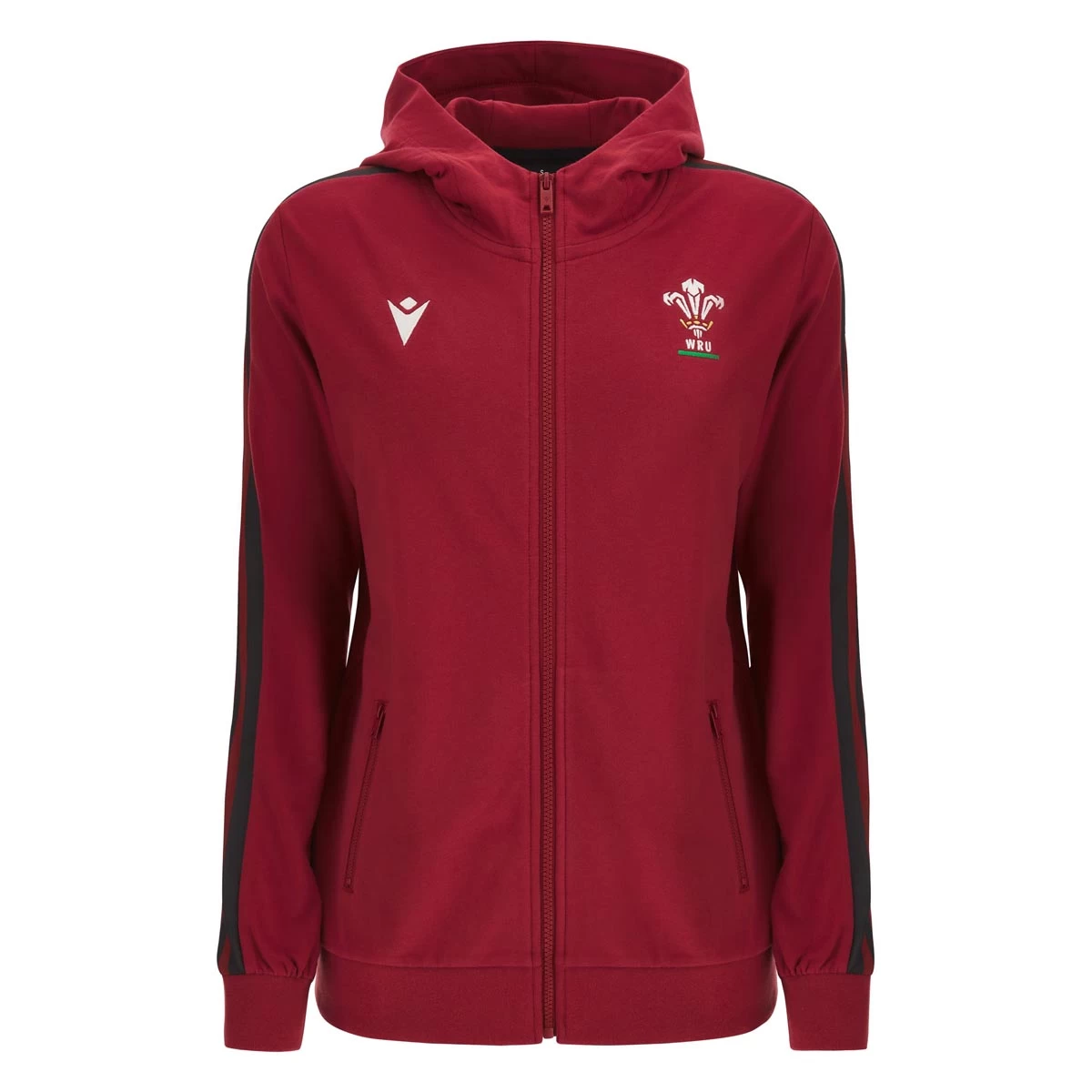 MACRON Wales Womens Full Zip Hoodie - Cardinal Red 2024 3 MACRON Wales Womens Full Zip Hoodie - Cardinal Red 2024