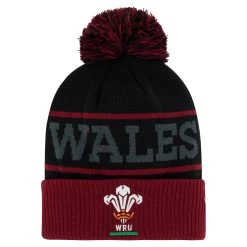 MACRON Wales Adults Pom Pom Beanie - Black 2024