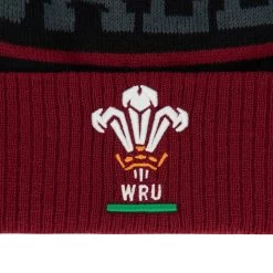 MACRON Wales Adults Pom Pom Beanie - Black 2024 -Rugby Apparel 58575235 02