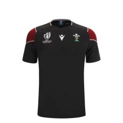 MACRON Wales Kids Rugby World Cup 2023 Training Gym T-Shirt - Black