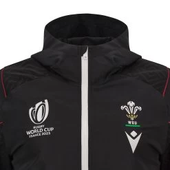 MACRON Wales Mens Rugby World Cup 2023 Travel Full Zip Hoodie - Black -Rugby Apparel 58575257 03