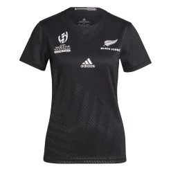 ADIDAS New Zealand Womens Black Ferns Rugby Shirt - Black Short Sleeve