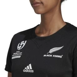 ADIDAS New Zealand Womens Black Ferns Rugby Shirt - Black Short Sleeve -Rugby Apparel black ferns rwc shirt badges