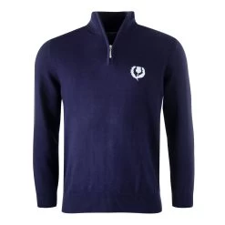 Glenmuir Scotland Mens Zip Neck Jumper – Cashmere Blend Navy