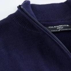 Glenmuir Scotland Mens Zip Neck Jumper – Cashmere Blend Navy -Rugby Apparel dalbeattie zip jumper navy neck