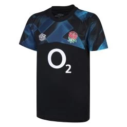 UMBRO England Kids Rugby Training Shirt - Short Sleeve Black 2023