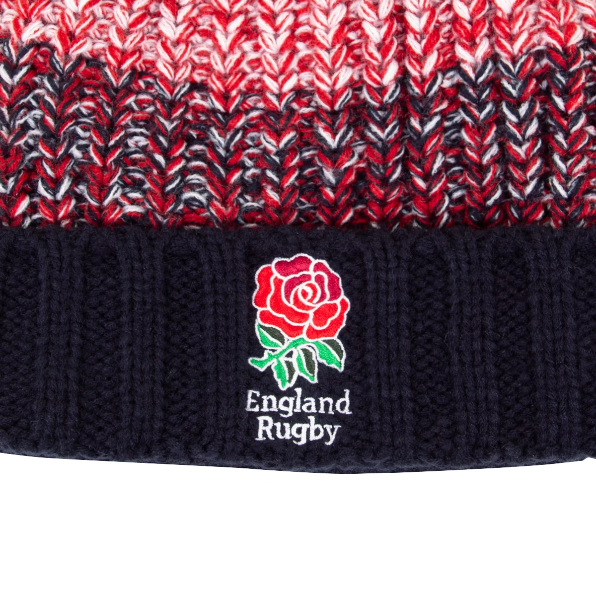 England Rugby Stripe Pom Pom Beanie - Navy 5 England Rugby Stripe Pom Pom Beanie - Navy - Image 3