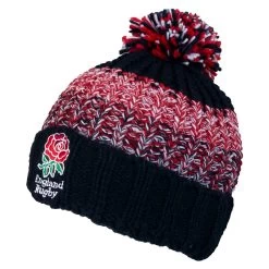 England Rugby Stripe Pom Pom Beanie - Navy