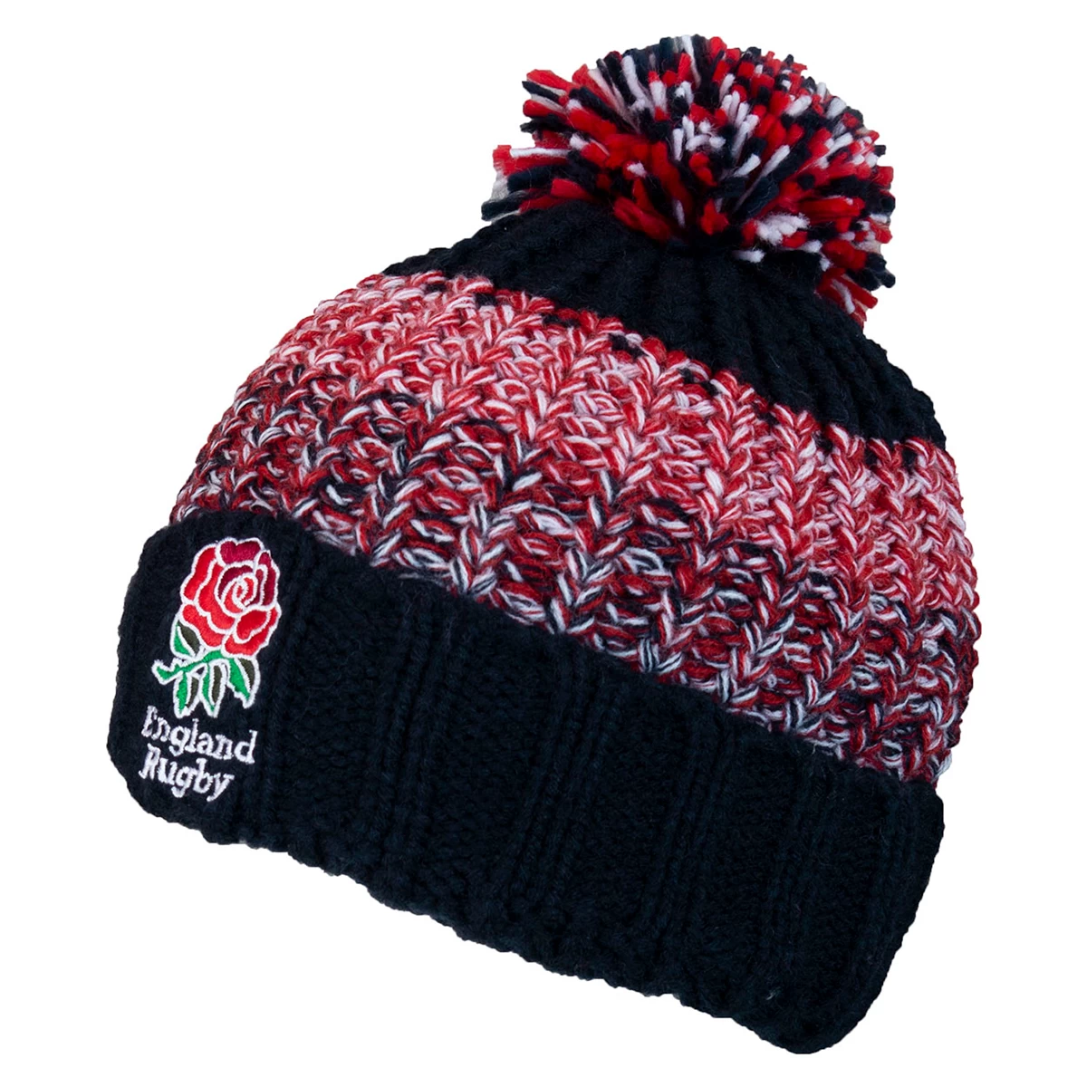 England Rugby Stripe Pom Pom Beanie - Navy 3 England Rugby Stripe Pom Pom Beanie - Navy