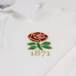 England Mens 1871 Classic Rugby Shirt - Long Sleeve White -Rugby Apparel england 1871 rugby shirt badge