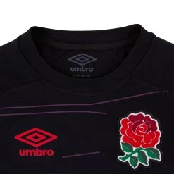 UMBRO England Kids Alternate Rugby Shirt - Short Sleeve Black 2023 -Rugby Apparel england k alt shirt collar