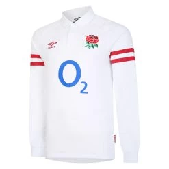 UMBRO England Mens Classic Home Rugby Shirt - Long Sleeve White 2023