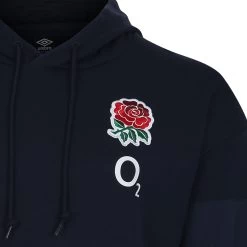 UMBRO England Mens Pullover Hoodie - Navy Blazer 2024 -Rugby Apparel england mens hoodie navy 2024 rose