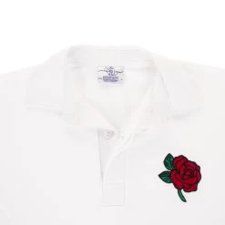 England Mens Classic Rugby Shirt - Long Sleeve White -Rugby Apparel england rugby shirt white mens collar
