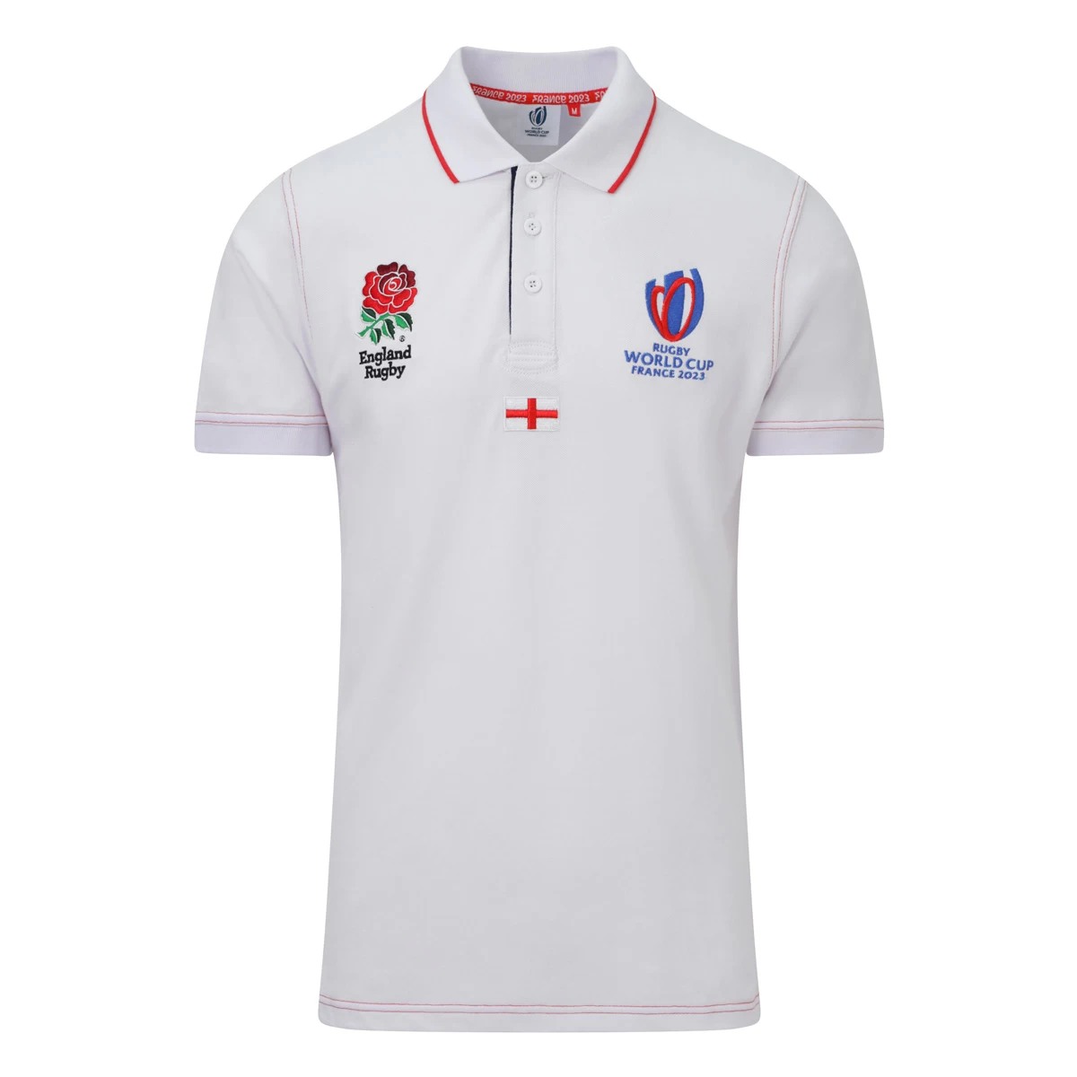 England X Rugby World Cup 2023 Mens Cotton Polo - White 3 England X Rugby World Cup 2023 Mens Cotton Polo - White