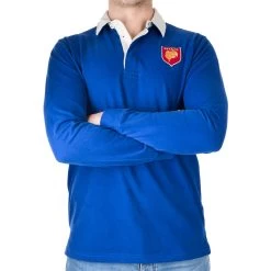 France Mens Classic Heavyweight Rugby Shirt - Long Sleeve Royal -Rugby Apparel france heavyweight rugby shirt model