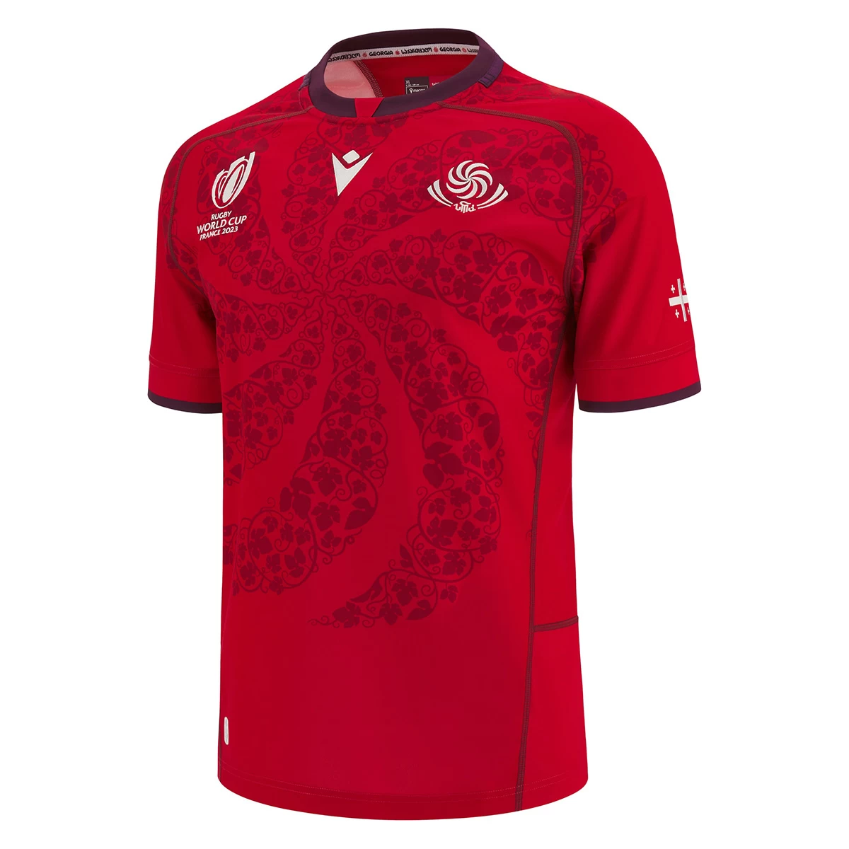 MACRON Georgia Mens Rugby World Cup 2023 Home Rugby Shirt 3 MACRON Georgia Mens Rugby World Cup 2023 Home Rugby Shirt