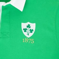 Ireland Mens 1875 Origins Rugby Shirt - Long Sleeve Green -Rugby Apparel ireland 1875 mens rugby shirt green badge