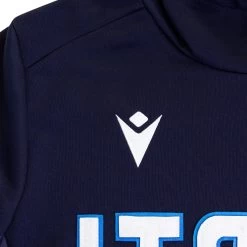 MACRON Italy Mens Travel Pullover Hoodie - Navy 2023 -Rugby Apparel italy pullover hoodie navy logo