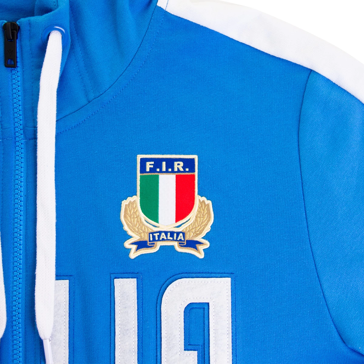 MACRON Italy Mens Travel Full Zip Hoodie - Azzurri 2023 5 MACRON Italy Mens Travel Full Zip Hoodie - Azzurri 2023 - Image 3