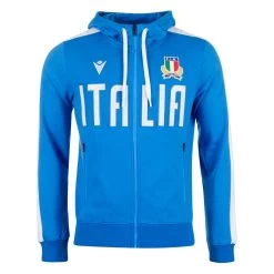 MACRON Italy Mens Travel Full Zip Hoodie - Azzurri 2023