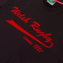 Macron Wales Mens 1881 T-Shirt - Black -Rugby Apparel macron wales mens 1881 tee black logo