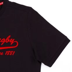 Macron Wales Mens 1881 T-Shirt - Black -Rugby Apparel macron wales mens 1881 tee black sleeve