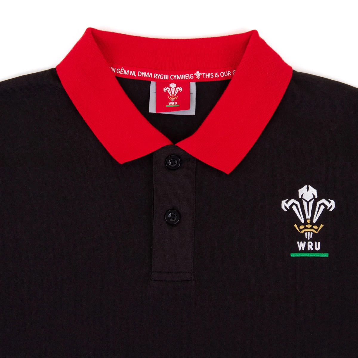 Macron Wales Mens Polycotton Polo - Black 5 Macron Wales Mens Polycotton Polo - Black - Image 3