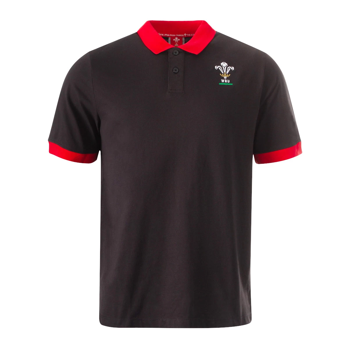 Macron Wales Mens Polycotton Polo - Black 3 Macron Wales Mens Polycotton Polo - Black