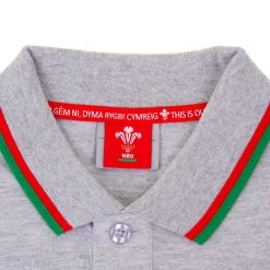 Macron Wales Mens Polycotton Polo - Grey -Rugby Apparel macron wales mens polo grey collar