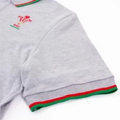 Macron Wales Mens Polycotton Polo - Grey -Rugby Apparel macron wales mens polo grey sleeve