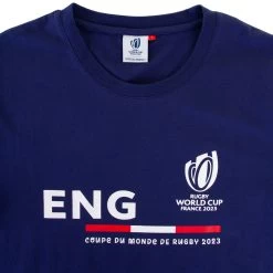 Mens England Rugby World Cup 2023 Supporters T-Shirt - Navy -Rugby Apparel men rwc23 eng sup tee navy logo