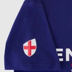 Mens England Rugby World Cup 2023 Supporters T-Shirt - Navy -Rugby Apparel men rwc23 eng sup tee navy sleeve
