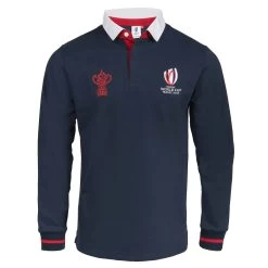 Mens Rugby World Cup 2023 Logo Rugby Shirt - Navy Long Sleeve