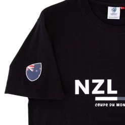 Mens New Zealand Rugby World Cup 2023 Supporters T-Shirt - Black -Rugby Apparel men rwc23 nz sup tee black sleeve