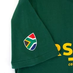 Mens South Africa Rugby World Cup 2023 Supporters T-Shirt - Bott -Rugby Apparel men rwc23 sa sup tee green sleeve