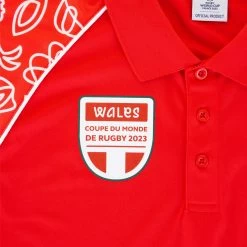 Mens Wales Rugby World Cup 2023 Polo - Red -Rugby Apparel men rwc23 wal polo red crest