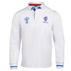 Mens Rugby World Cup 2023 Logo Rugby Shirt - White Long Sleeve