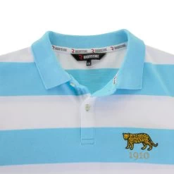 Argentina Mens 1910 Origins Striped Polo Shirt - Sky White -Rugby Apparel rugbystore arg1910 sky stripe polo collar